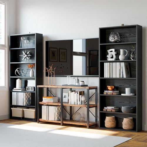 IRONCK 6-Shelf Bookcase 70.8"H Vintage Black Model Number 1032898