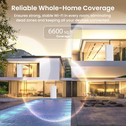 Tenda ME6 Pro-3 Pack WiFi 7 Mesh System Dual-Band Whole Home Coverage (6600 sq. ft.), 3 Ports, 5100 Mbps, MLO, Ethernet Backhaul
