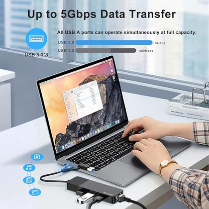 ALL-LUCKY Ethernet USB Hub 4-Port with Gigabit Network Interface