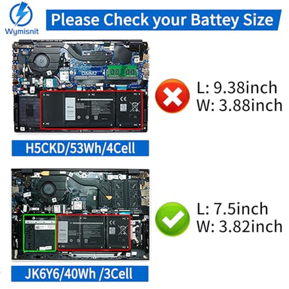 Wymisnit 40Wh Type JK6Y6 Rechargeable Battery for Dell Laptops