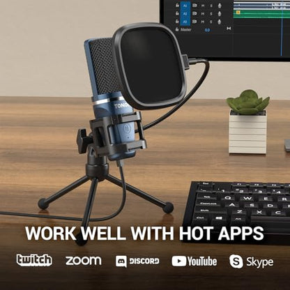 TONOR TC-777 USB Microphone with Stand and Pop Filter