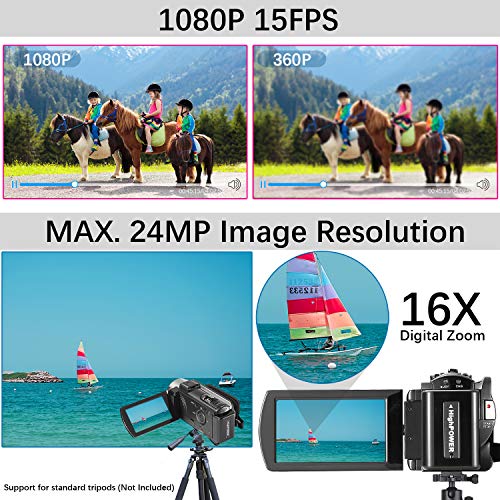 kimire Compact Video Camera 604S 24MP 1080p 15fps CMOS USB Camcorder