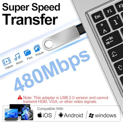 xiwxi 4 Count USB Type C Female to USB A Male Adapter USB 2.0