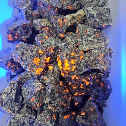 AZKRWFLM 0.67 lb Yooperlite Rocks Natural Fluorescent Minerals for Crafts and Decoration