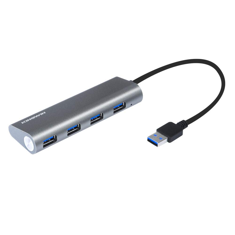 Kingwin 4-Port USB 3.0 Hub KSG-400, 5Gbps Data Transfer Rate, Aluminum Enclosure, Compatible with Windows and Mac
