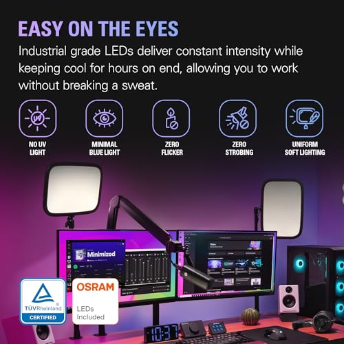 Elgato 2800 Lumens 20GAK9902 LED Key Light, Adjustable Brightness and Color Temperature, USB Connectivity, Desk Mount