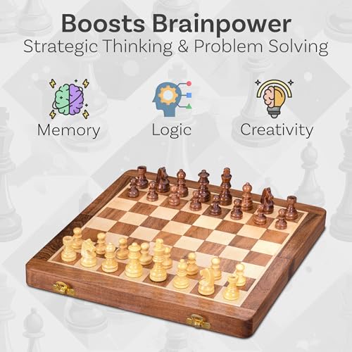 INTAJ 12" Standard Edition Wooden Chess Set Wooden Chess Board Travel Foldable