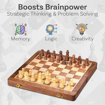 INTAJ 12" Standard Edition Wooden Chess Set Wooden Chess Board Travel Foldable