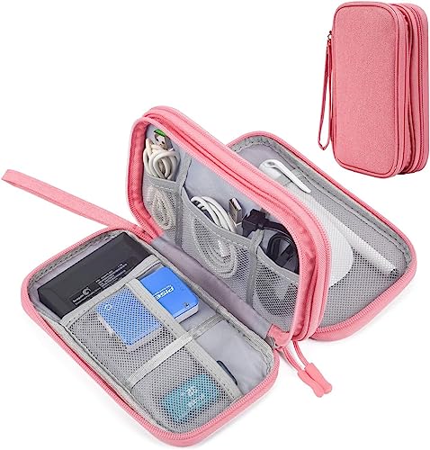 CAOODKDK Large DZ / 1 - Double Layer Canvas Electronic Organizer 1149.5ml 2 Compartments Solid Pink