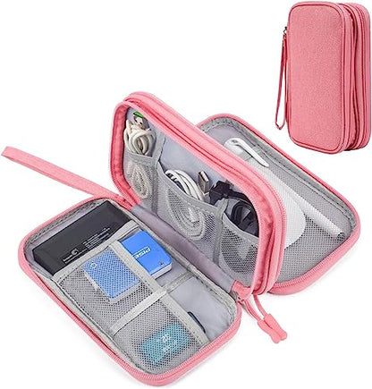 CAOODKDK Large DZ / 1 - Double Layer Canvas Electronic Organizer 1149.5ml 2 Compartments Solid Pink