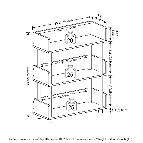 Furinno 3-Tier Display Rack Model 22193APBK Wall Mount Amber Pine