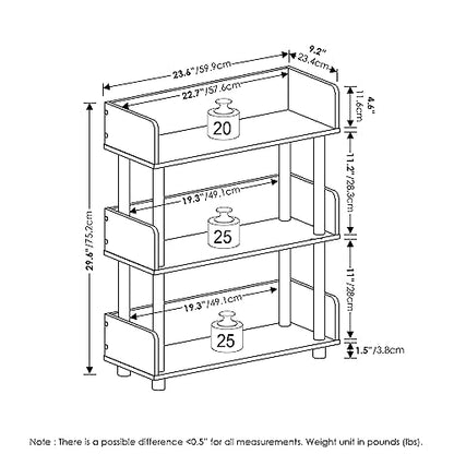 Furinno 3-Tier Display Rack Model 22193APBK Wall Mount Amber Pine