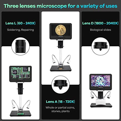Andonstar 7 In AD246S-M 2160P Digital Microscope 2040x 240V LED Achromatic Handheld