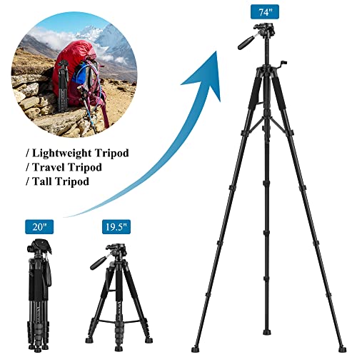 Victiv 74 Inches NT70 Black Camera Tripod Compatible with DSLR and Smartphones