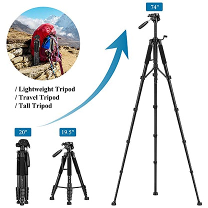 Victiv 74 Inches NT70 Black Camera Tripod Compatible with DSLR and Smartphones