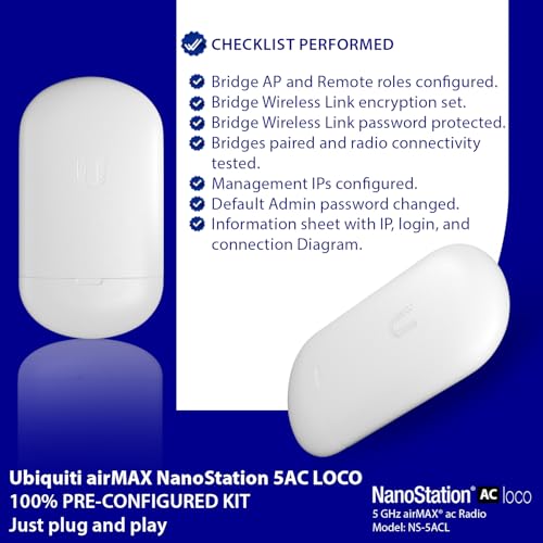 Tavora Wireless Bridge LOCO5AC Pre-Configured Wi-Fi Bridge 450 Mbps 5 GHz
