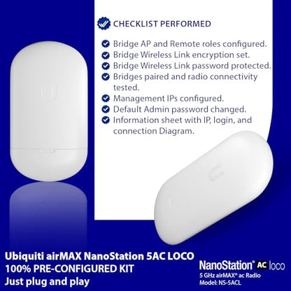 Tavora Wireless Bridge LOCO5AC Pre-Configured Wi-Fi Bridge 450 Mbps 5 GHz
