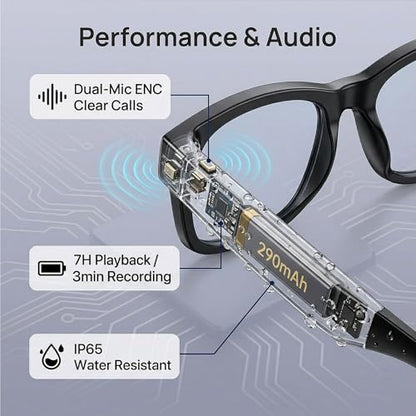 MNVOEQ Smart Glasses 3840 x 2160 Resolution Black Modern Wearable Tech
