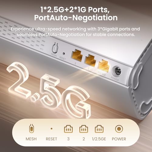 Tenda ME6 Pro-3 Pack WiFi 7 Mesh System Dual-Band Whole Home Coverage (6600 sq. ft.), 3 Ports, 5100 Mbps, MLO, Ethernet Backhaul