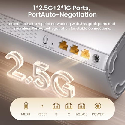 Tenda ME6 Pro-3 Pack WiFi 7 Mesh System Dual-Band Whole Home Coverage (6600 sq. ft.), 3 Ports, 5100 Mbps, MLO, Ethernet Backhaul