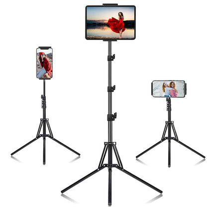 SAMHOUSING Tripod Floor Stand Model 21, Adjustable Height 42.5-165 cm, Compatible with Multiple Tablet and Smartphone Models, Aluminum Construction