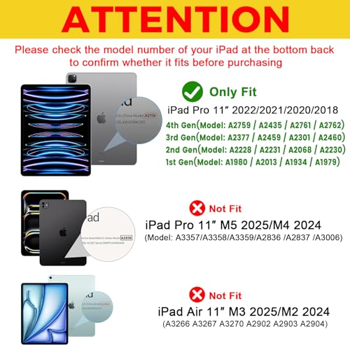 ProCase iPad Pro 11 Inch Case Model: PC-08362984, Form Factor: Case, Color: Black, Compatibility: A1980 / A2013 / A1934 / A1979 / A2228 / A2231 / A2068 / A2230 / A2377 / A2459 / A2301 / A2460