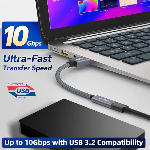 ULTIENCE USB-A to USB-C Adapter 60 Watts 3 Amps 20 Volts 1 Port Grey 0.41ft