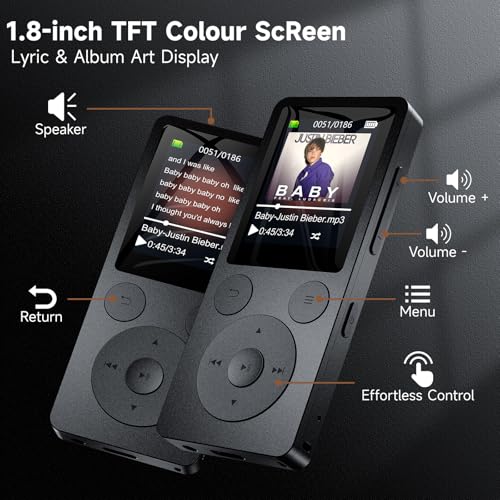 ODEJOI 64GB X91 MP3 Player 1.8" LCD Display Bluetooth 5.3