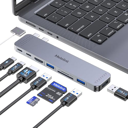 Melelink 8 Port USB C Docking Station Dual HDMI 4K 40Gbps