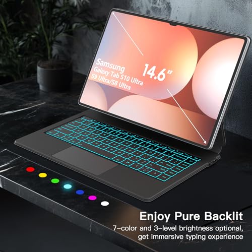 Sackei 14.6" Magic Keyboard Case for Galaxy Tab S10 Ultra S9 Ultra S8 Ultra with Clicky Switch, Floating Cantilever Design