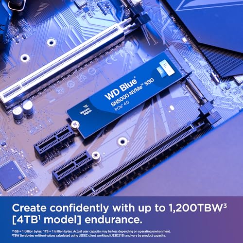 Western Digital 1TB WDS100T4B0E NVMe Solid State Drive SSD - PCIe 4.0, M.2 2280, 5150 MB/s Read Speed, 4900 MB/s Write Speed