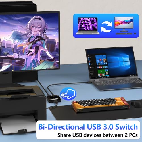 AUKOKIOULA USB 3.0 1A 5V Bi-Directional KVM Switch US-201-005 IP00