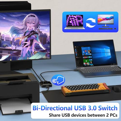 AUKOKIOULA USB 3.0 1A 5V Bi-Directional KVM Switch US-201-005 IP00