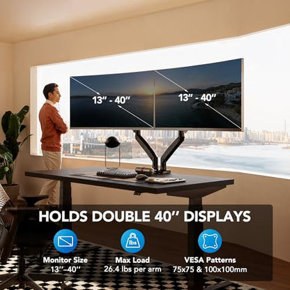 HUANUO Dual Monitor Stand 13in-40in HNDS7 VESA Mount Adjustable