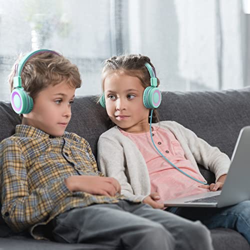 POWMEE P10 On-Ear Headphones 32 Ohms Active Noise Cancellation Wired Volume Control for Adults