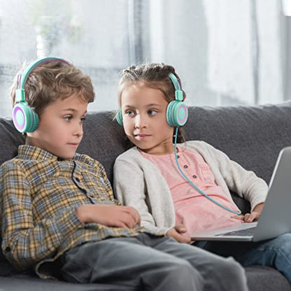 POWMEE P10 On-Ear Headphones 32 Ohms Active Noise Cancellation Wired Volume Control for Adults