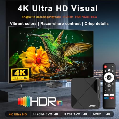 LEFFOT 16GB RK3518 4K Ultra HD Streaming Device HDMI