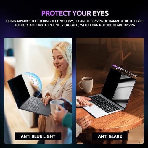 Peslv 15.6 Inch 360° Laptop Privacy Screen Anti Glare Blue Light Filter Scratch Resistant Matte