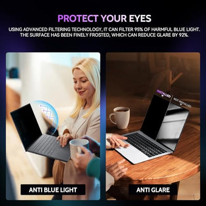 Peslv 15.6 Inch 360° Laptop Privacy Screen Anti Glare Blue Light Filter Scratch Resistant Matte