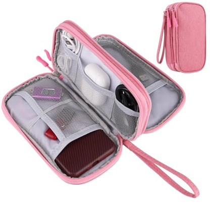 JIAKAI 7.48 x 4.33 x 2.16 inches Travel Cable Organizer Bag - Pink