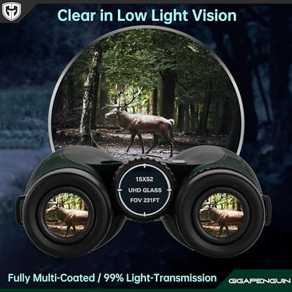 GIGAPENGUIN 52mm GN-5201 15x Roof Prism Binoculars