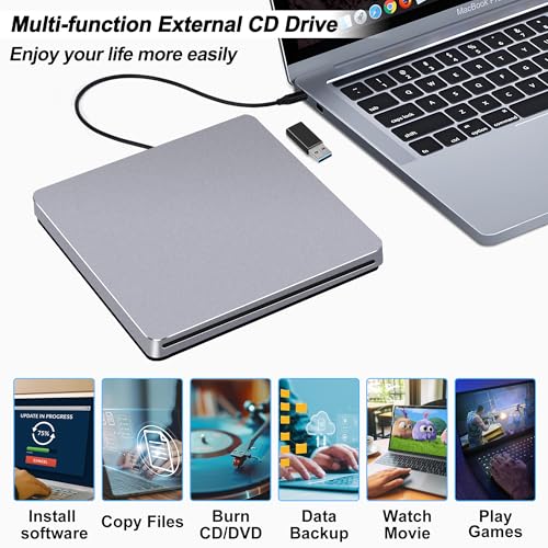 NOLYTH External DVD Drive CT20230403 USB 3.0 Type-C Aluminum Slim Portable