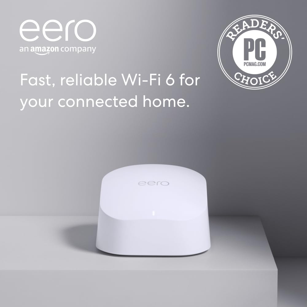 Like-New Amazon eero 6 Router 900 Mbps Coverage 1500 sq. ft. Mesh Wi-Fi 6