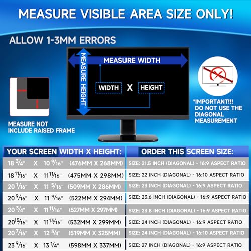 Magicmoon 2-Pack 24 Inch Privacy Screen Filter, Anti-Glare, Blue Light Block, 16:9 Aspect Ratio