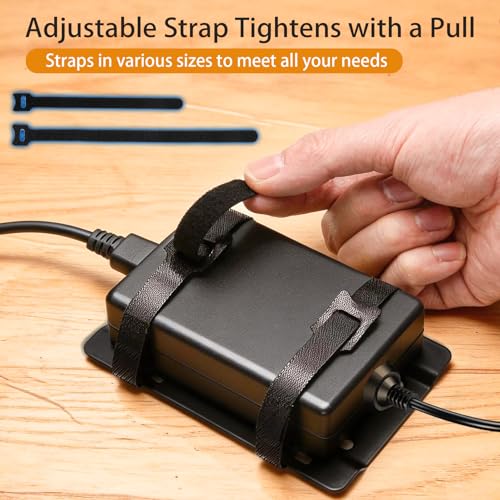JinLunar Adjustable Underdesk Laptop Charger Holder, Metal Mount, Black