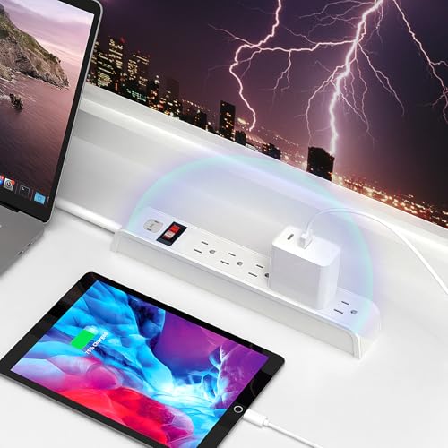 TiFFCOFiO 4 ft Surge Protector Power Strip 6 Outlets 600 Joules 15A 120 Volts