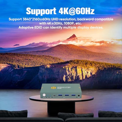 GREATHTEK USB 3.0 KVM Switch 2 Port HDMI S7232H-A 3840x2160 60Hz