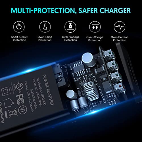 Fotbor 2.1A AC Adapter 18W USB-C Charger with 6.6FT Cable GA-0502000