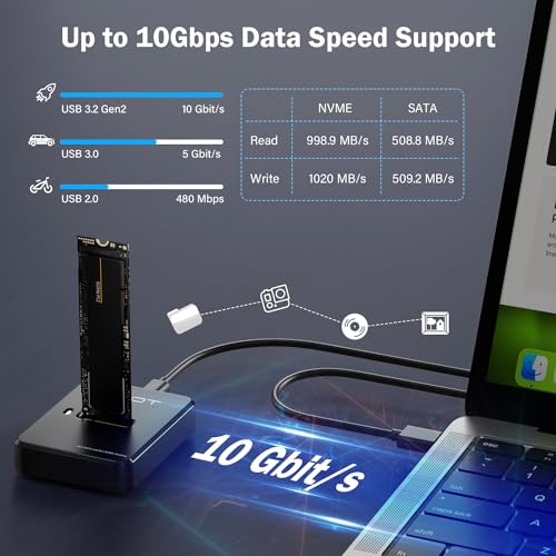 AMZPILOT M.2 NVMe SATA to USB C Docking Station Pilot SD03 PCIe 3.0 USB 3.2 Gen 2 Enclosure