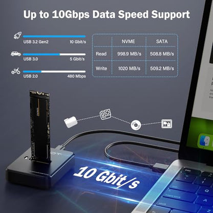 AMZPILOT M.2 NVMe SATA to USB C Docking Station Pilot SD03 PCIe 3.0 USB 3.2 Gen 2 Enclosure